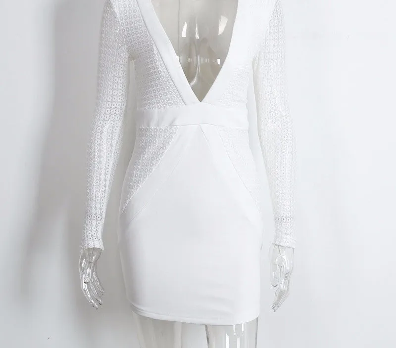 White Club Dress With Long Sleeves