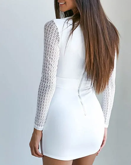 White Club Dress With Long Sleeves