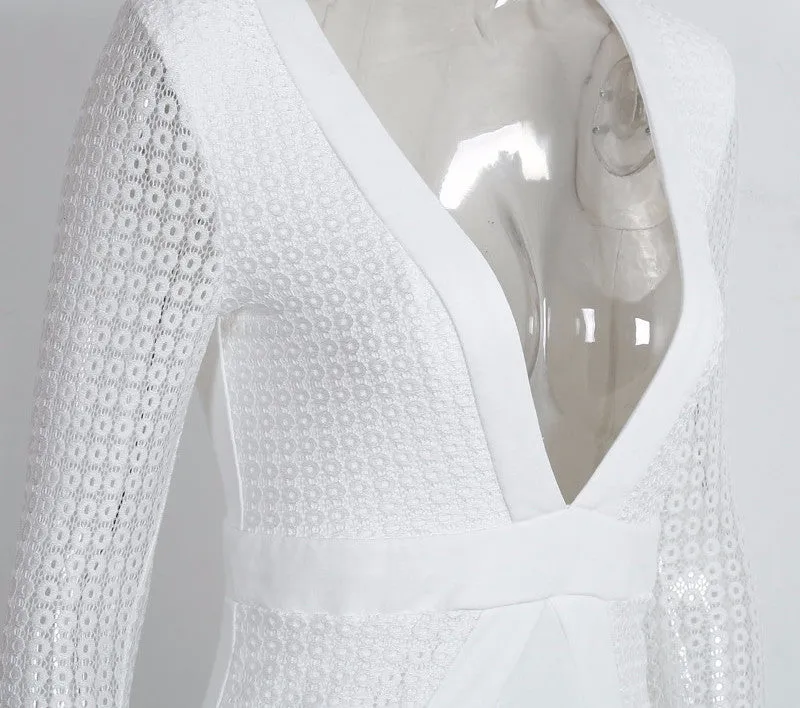 White Club Dress With Long Sleeves