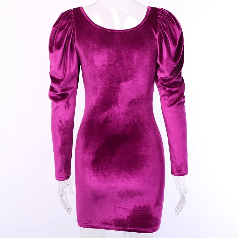 Women's Autumn V-Neck Ruched Skinny Mini Dress