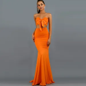 Women's Off-Shoulder Sheath Two-Piece Long Dress