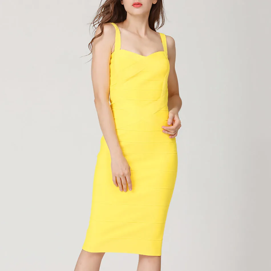 Women's Summer Spandex V-Neck Sheath Midi Dress
