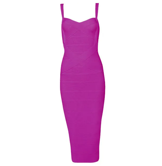 Women's Summer Spandex V-Neck Sheath Midi Dress