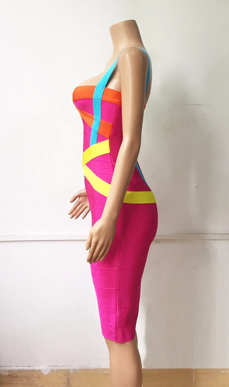 Women's Summer Spandex V-Neck Sheath Midi Dress