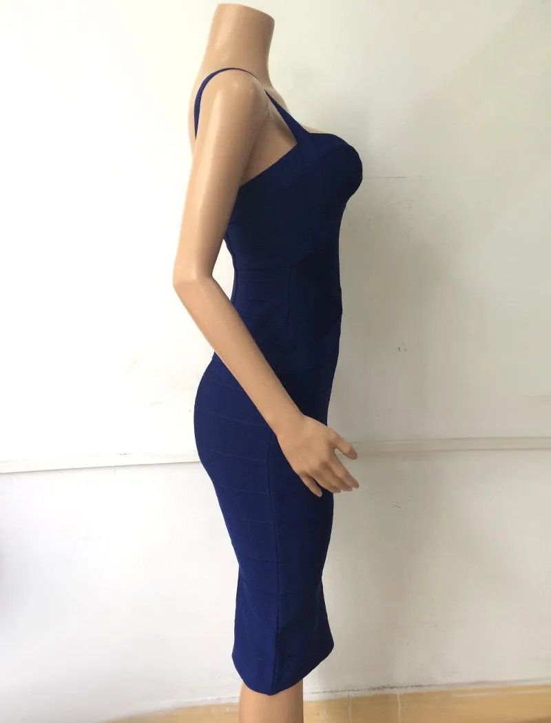 Women's Summer Spandex V-Neck Sheath Midi Dress