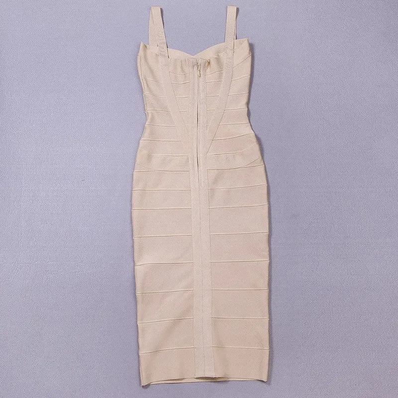 Women's Summer Spandex V-Neck Sheath Midi Dress