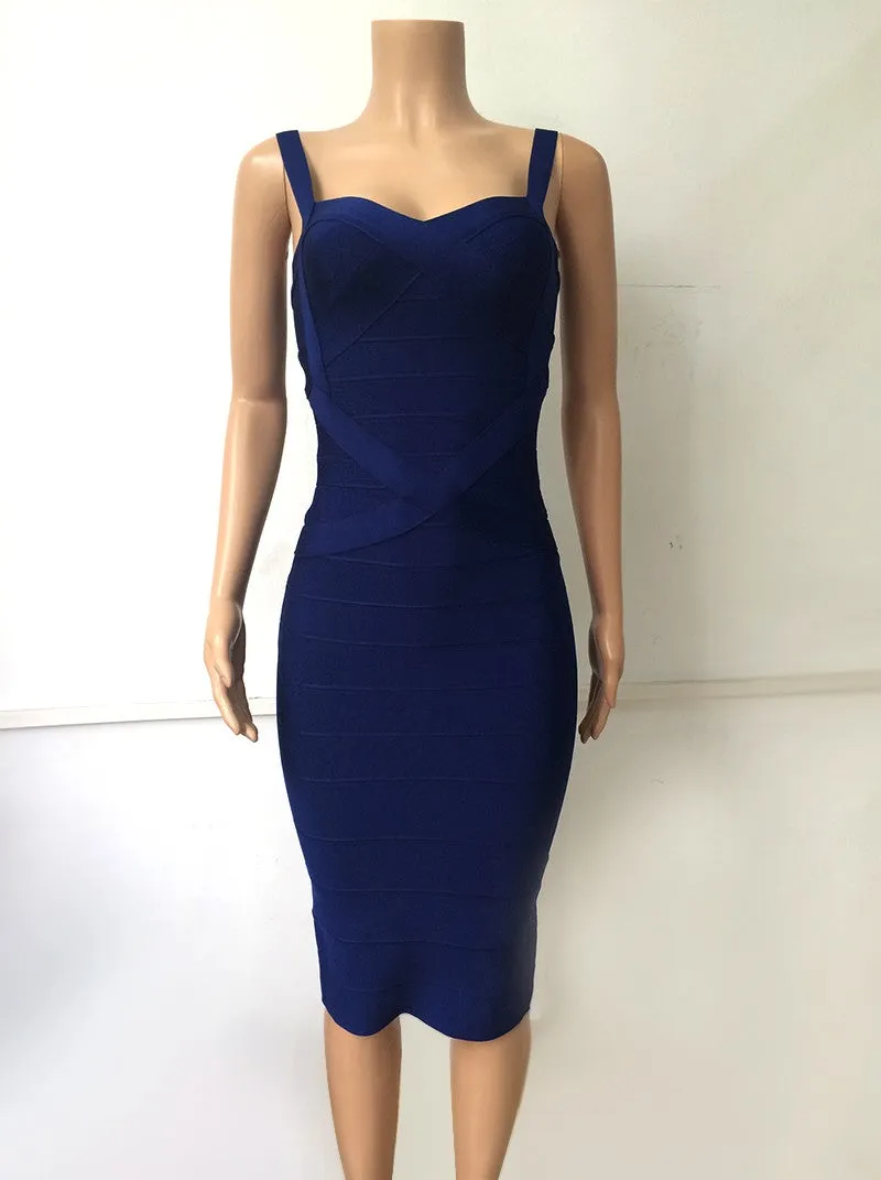 Women's Summer Spandex V-Neck Sheath Midi Dress