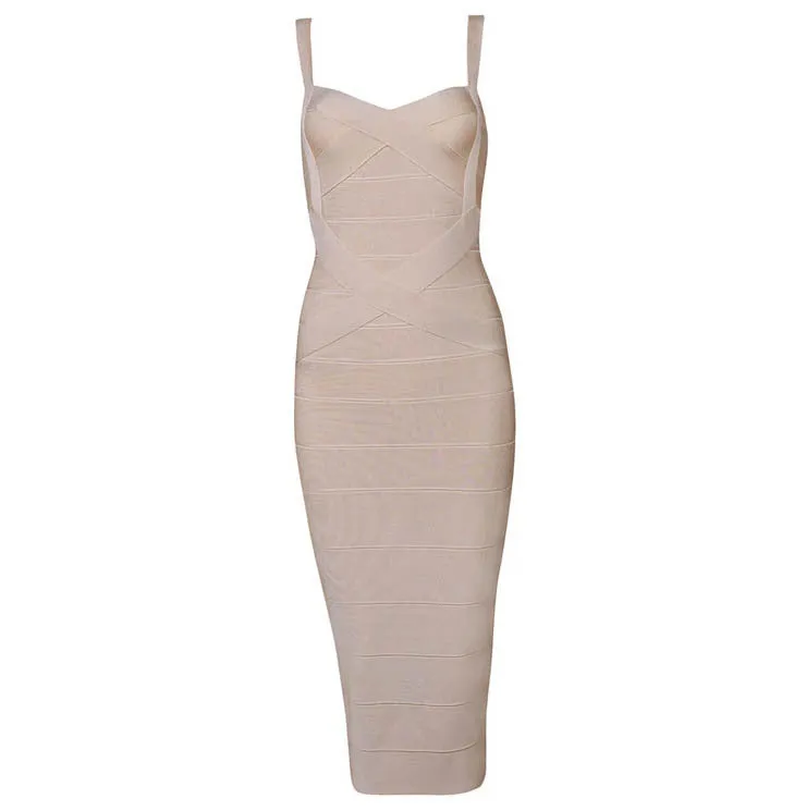 Women's Summer Spandex V-Neck Sheath Midi Dress