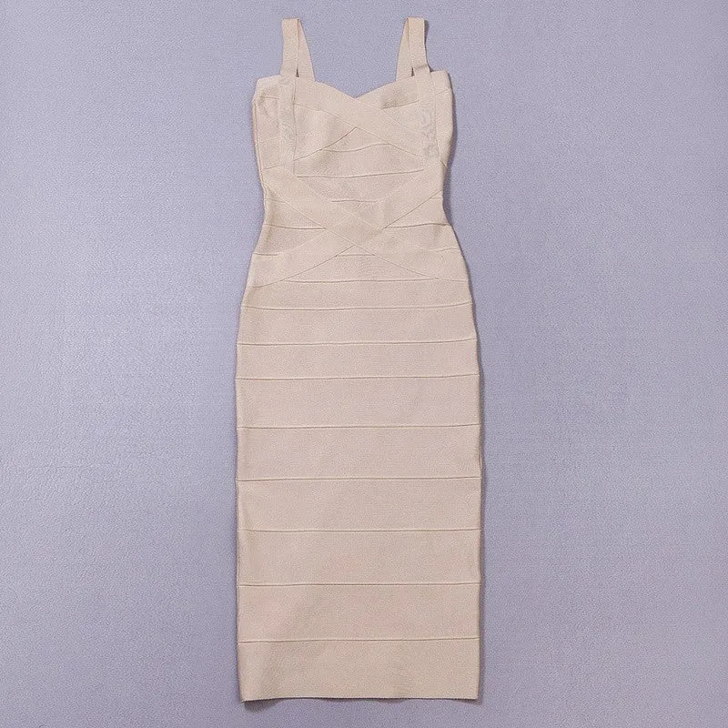 Women's Summer Spandex V-Neck Sheath Midi Dress