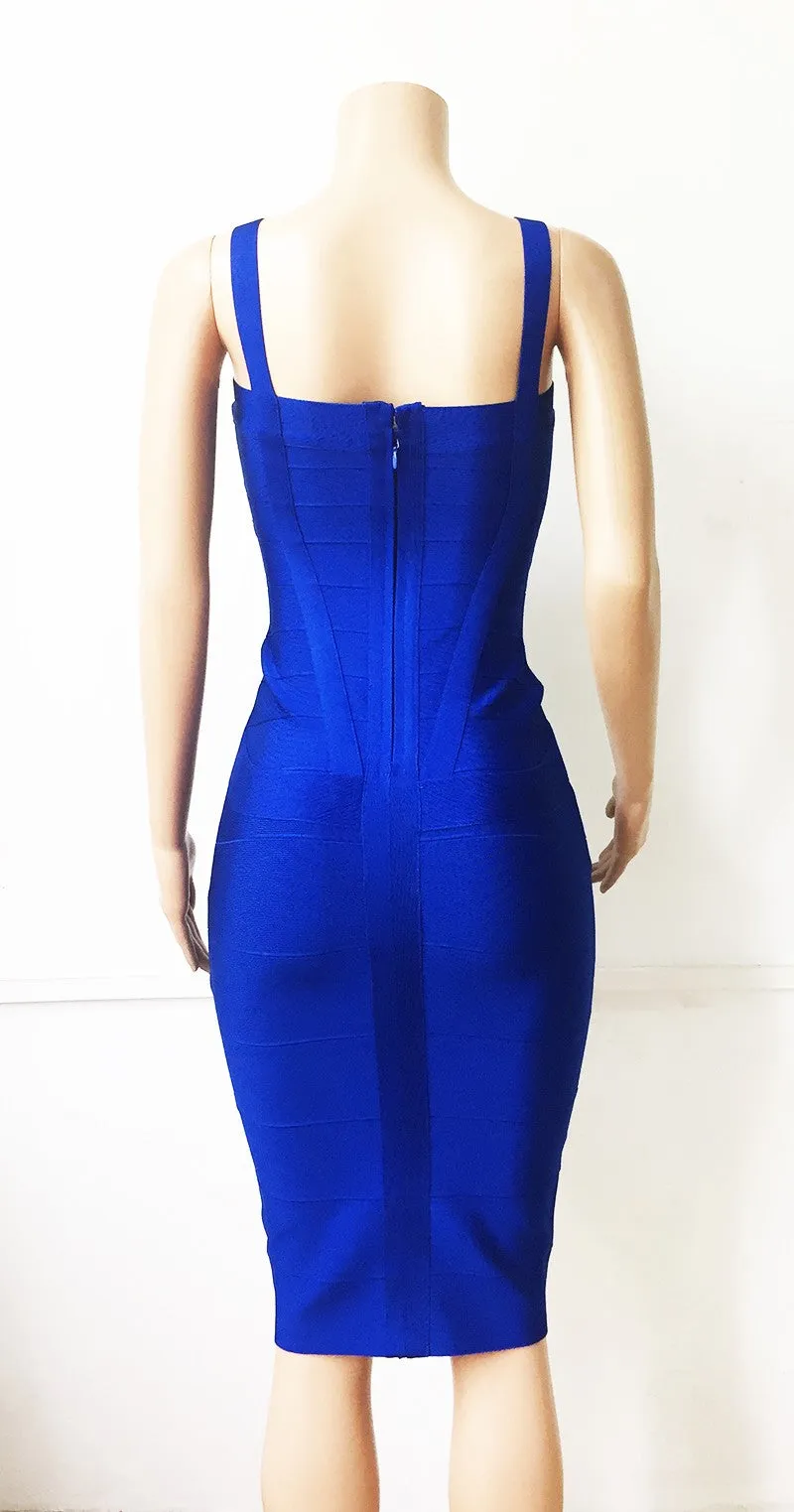 Women's Summer Spandex V-Neck Sheath Midi Dress