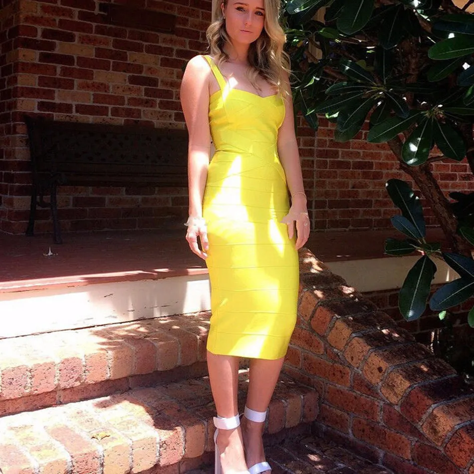 Women's Summer Spandex V-Neck Sheath Midi Dress