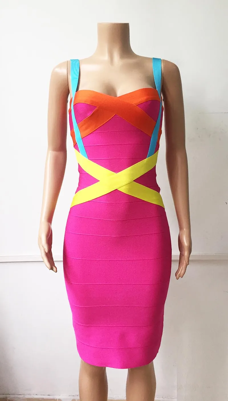 Women's Summer Spandex V-Neck Sheath Midi Dress