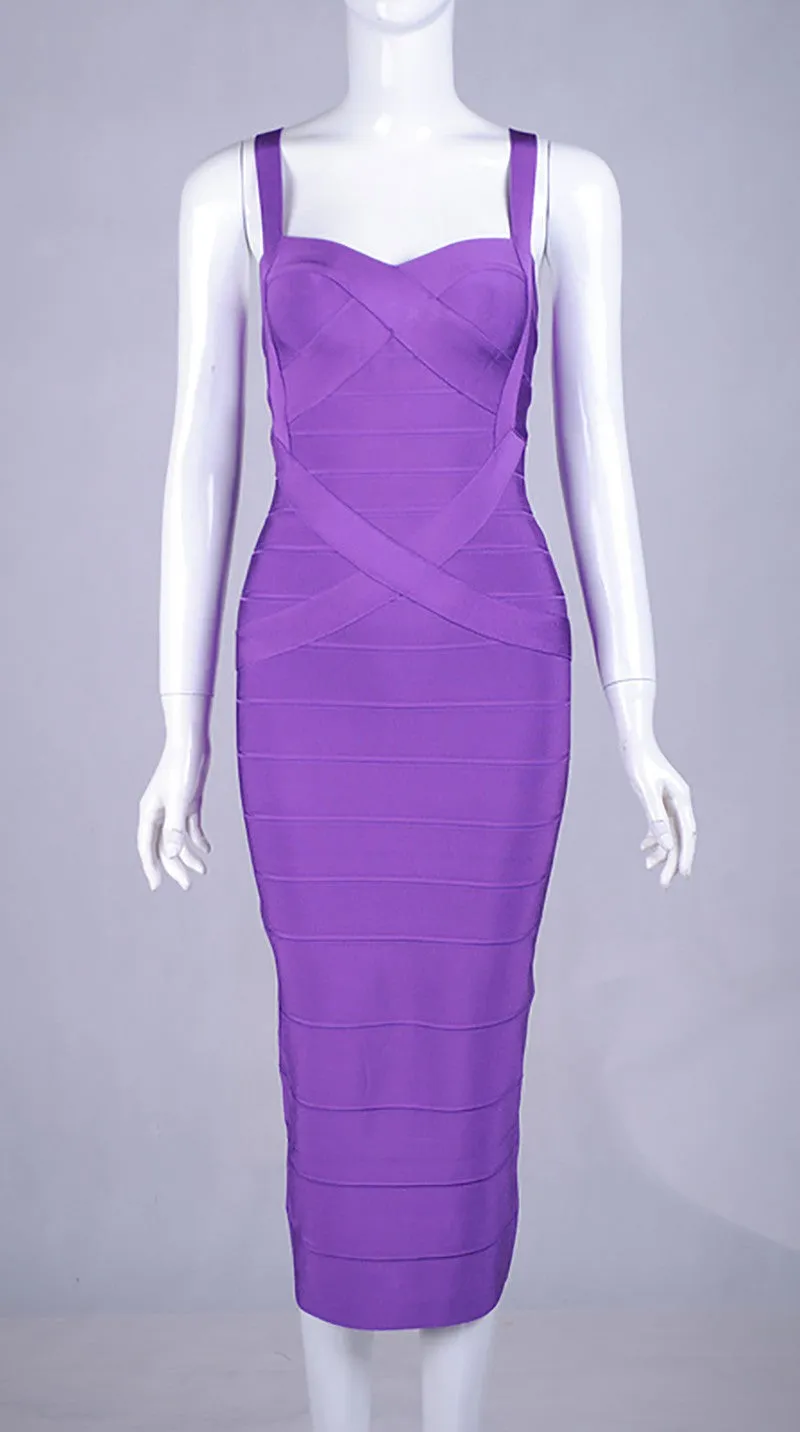 Women's Summer Spandex V-Neck Sheath Midi Dress