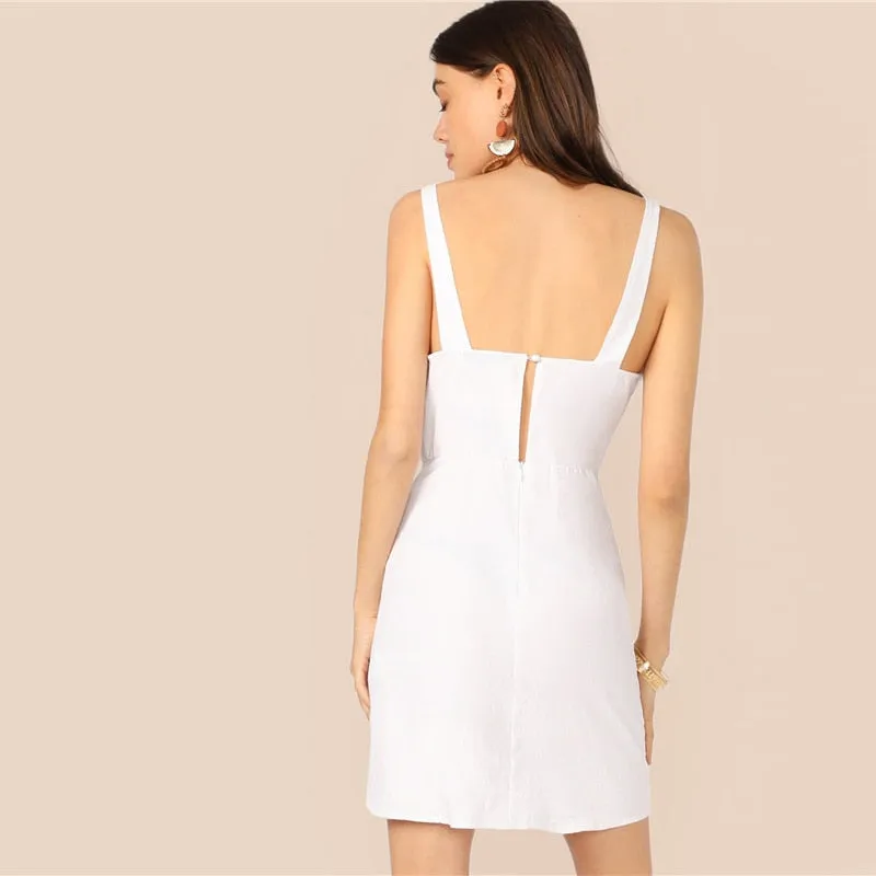 Women's Summer V-Neck Sleeveless High-Waist Dress